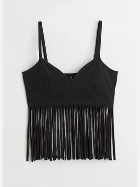 Divided H&M Black Fringe Camisole Top - Women